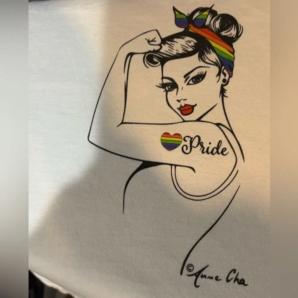 Women's Short Sleeve Pride Tee - White - Picture 3 of 11